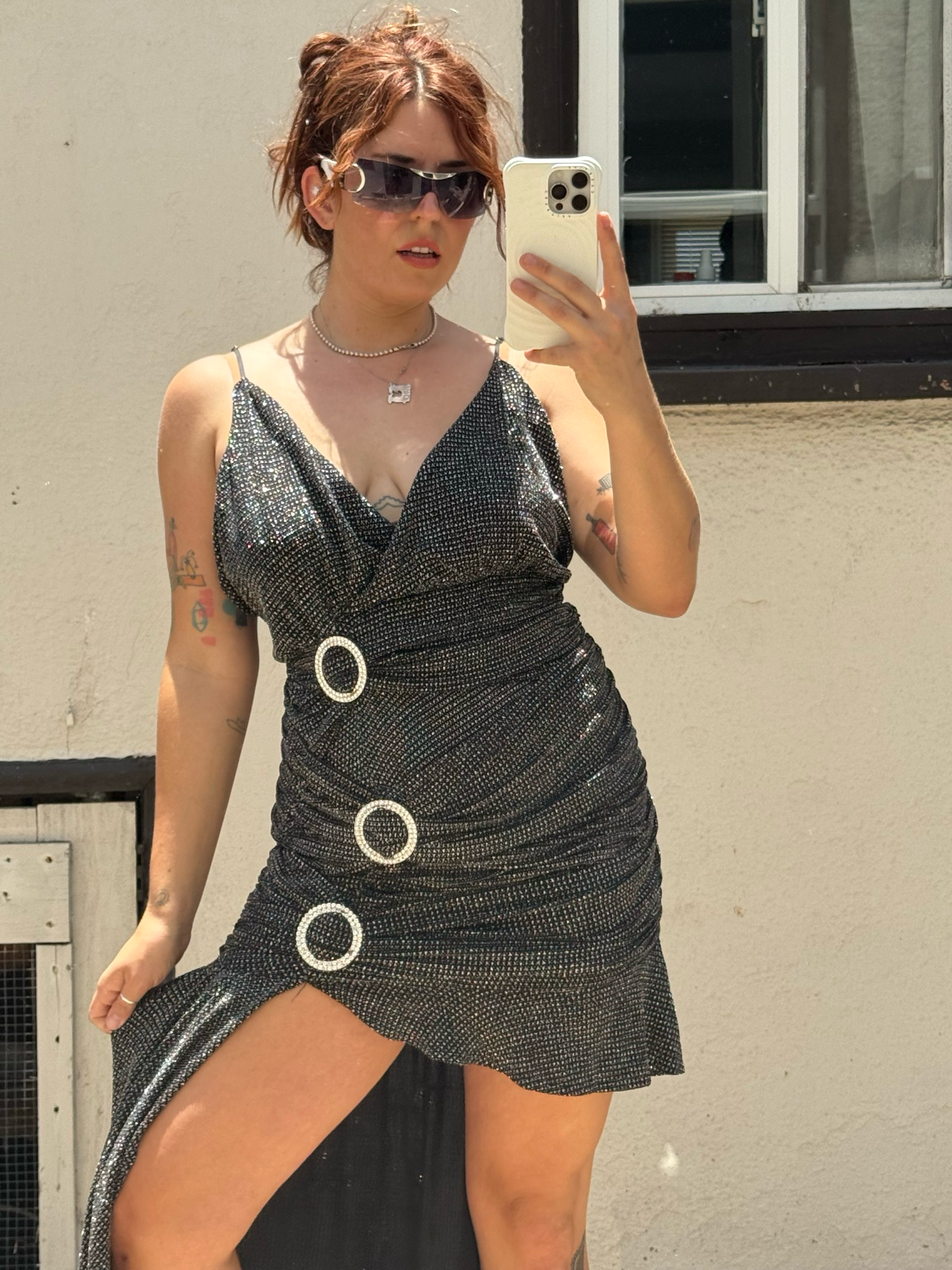 for love & lemons margaux glitter buckle dress