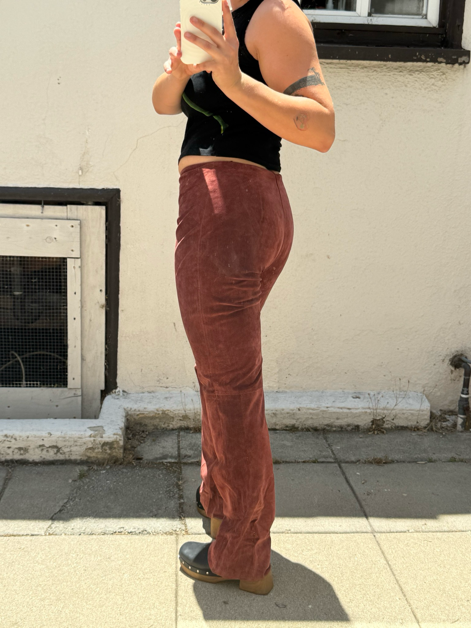 vintage y2k cherry cola suede pants