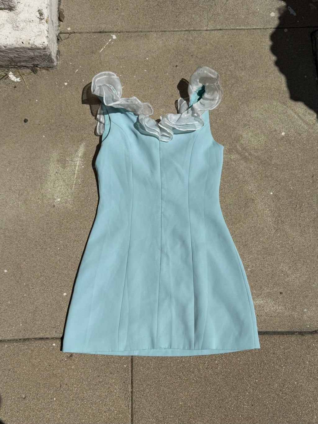 baby blue rhinestone bow mini dress