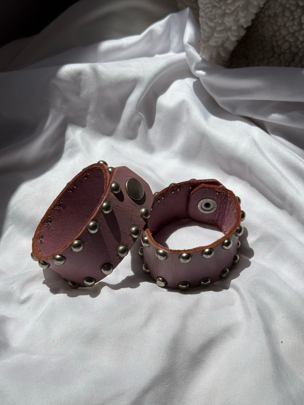 baby pink studded vintage cuffs