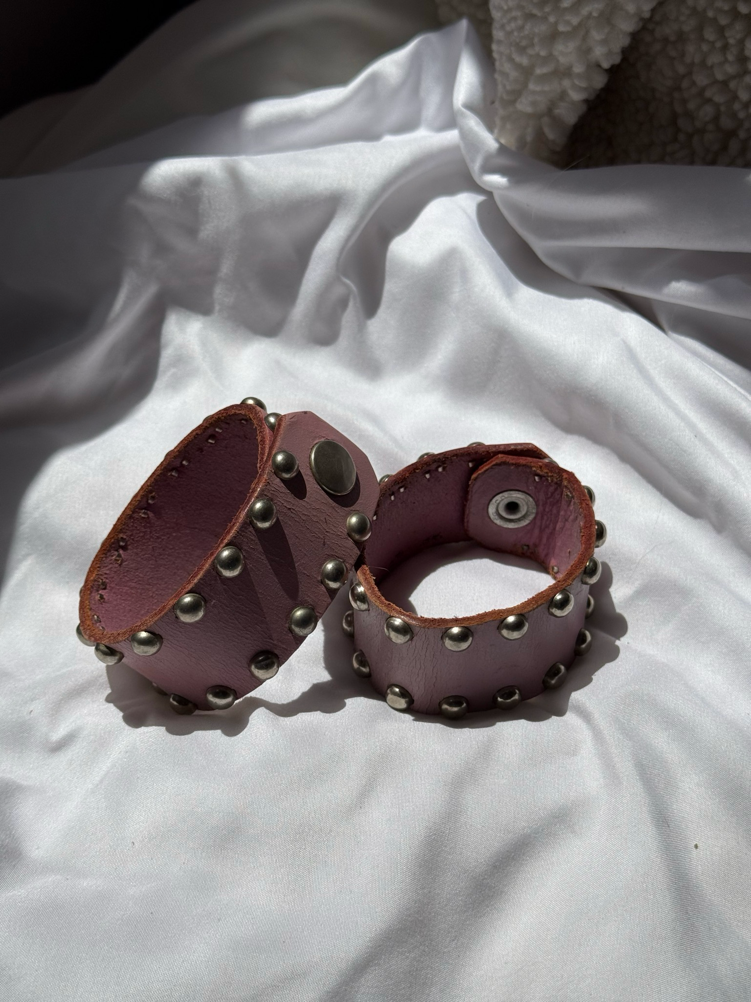 baby pink studded vintage cuffs