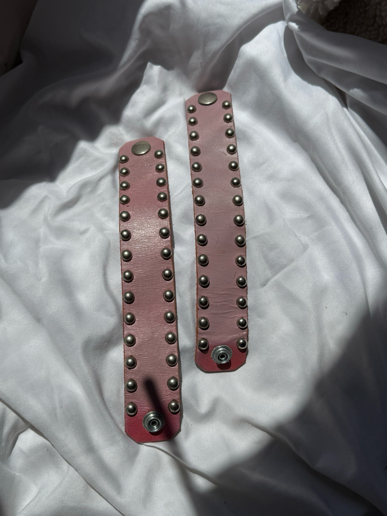 baby pink studded vintage cuffs