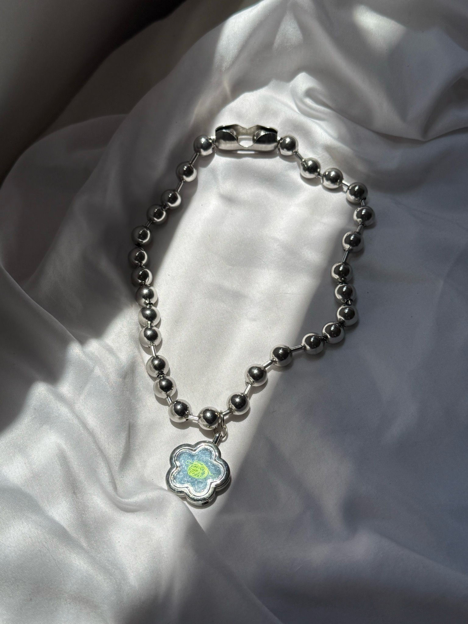 somewhere nowhere scrap thread ball chain necklace