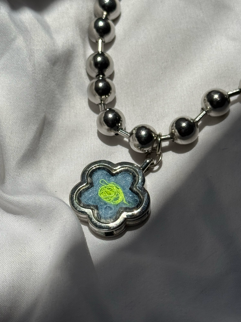 somewhere nowhere scrap thread ball chain necklace