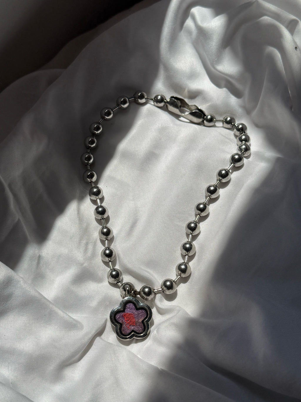 scrap thread ball chain necklace