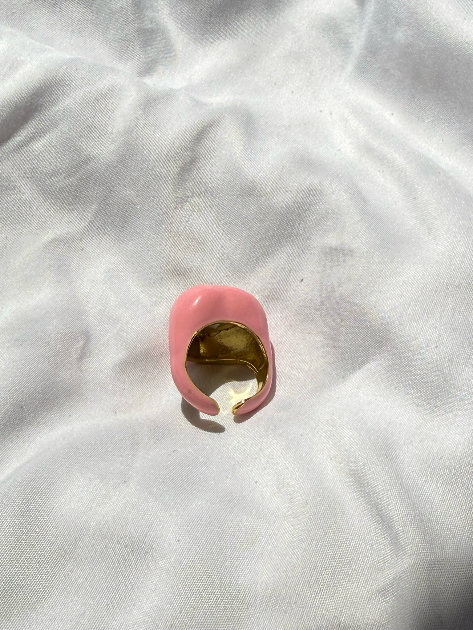 pink heart enamel ring