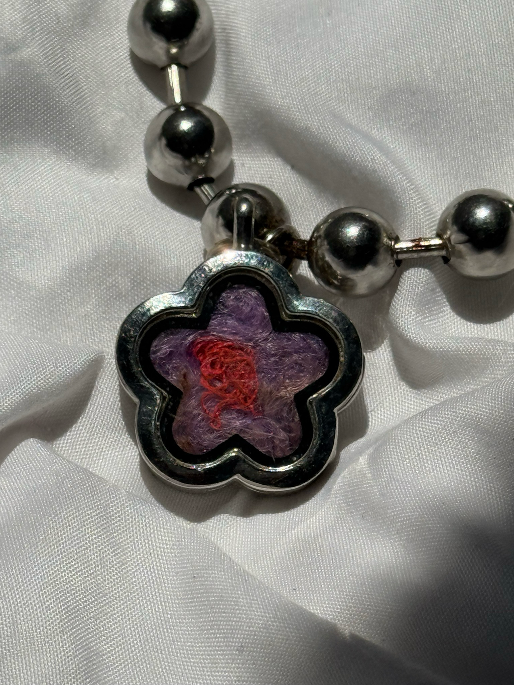 scrap thread ball chain necklace