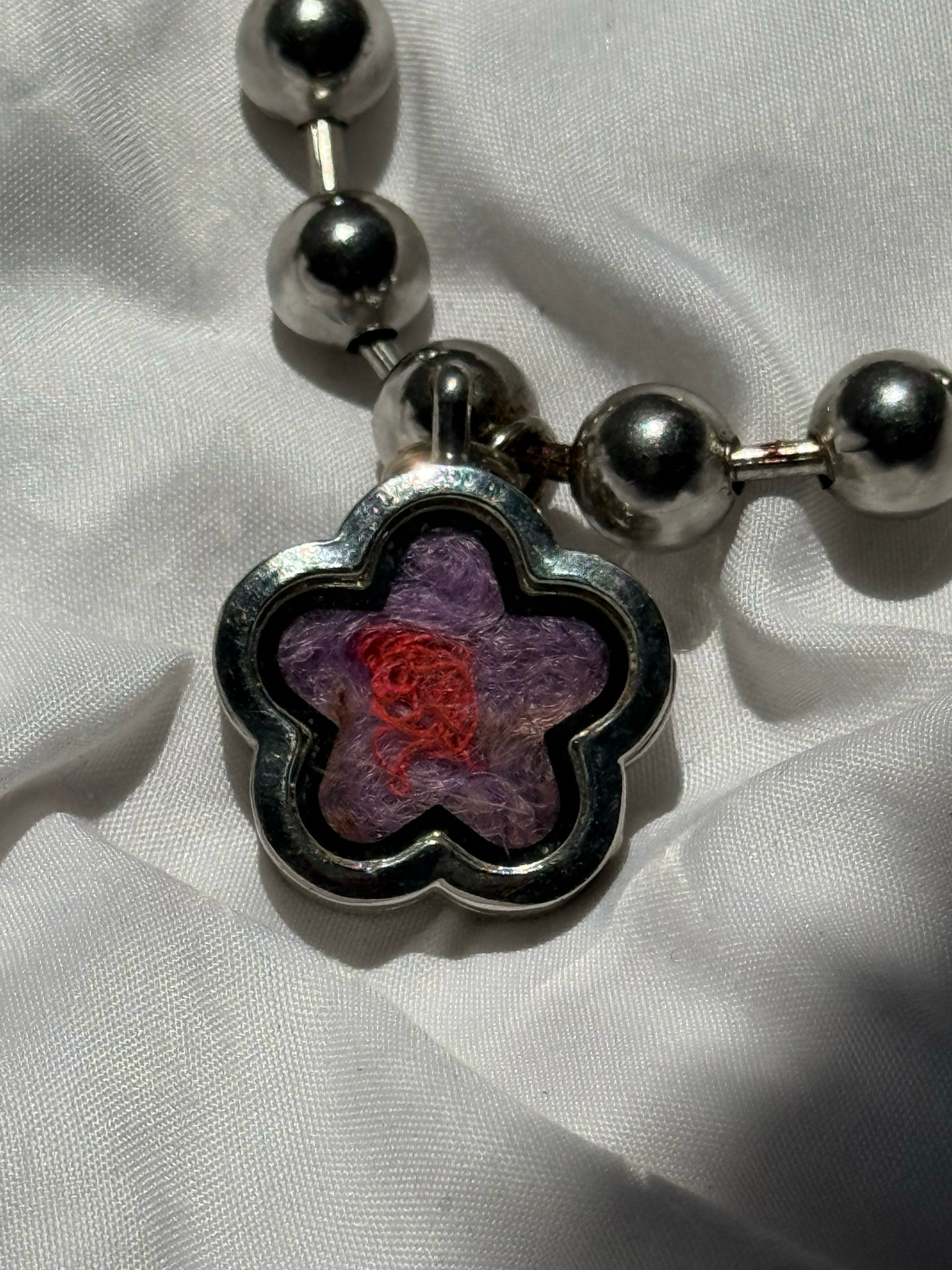 scrap thread ball chain necklace