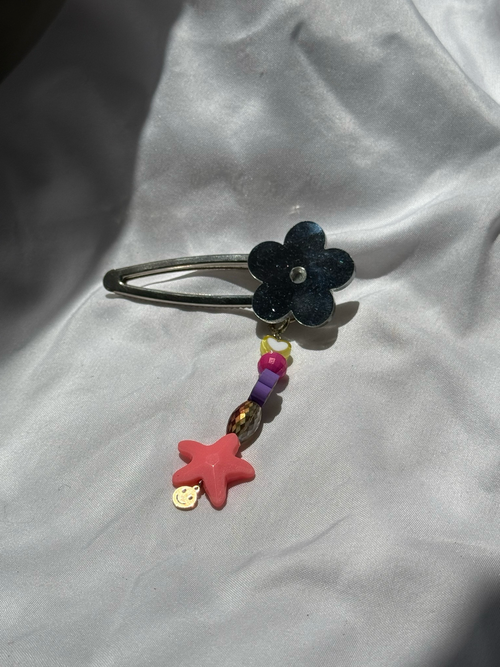 beaded metal flower clip