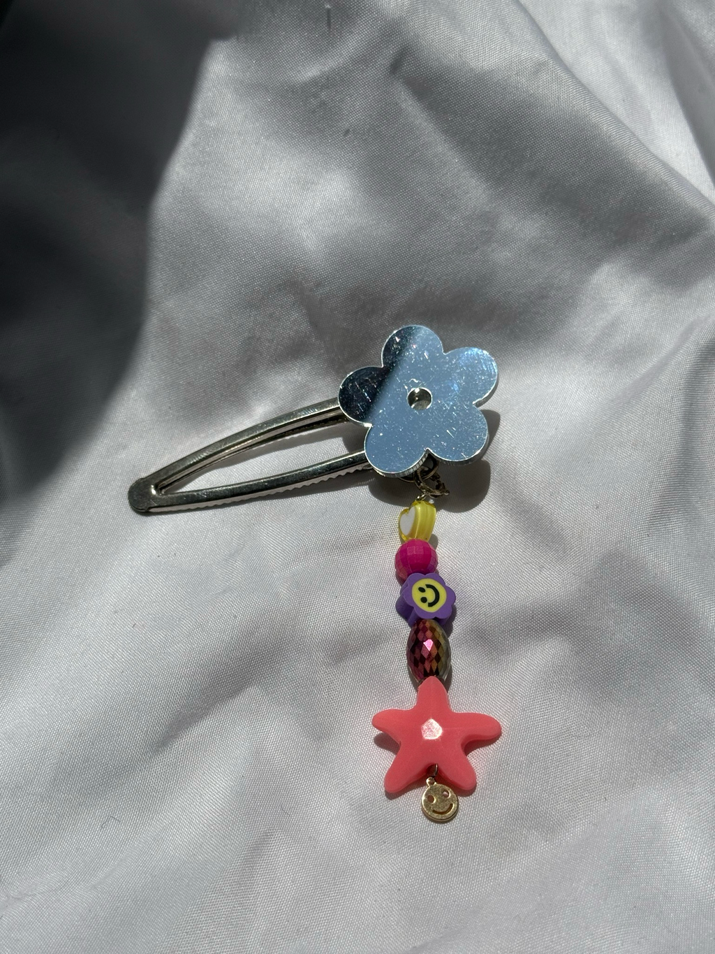 beaded metal flower clip