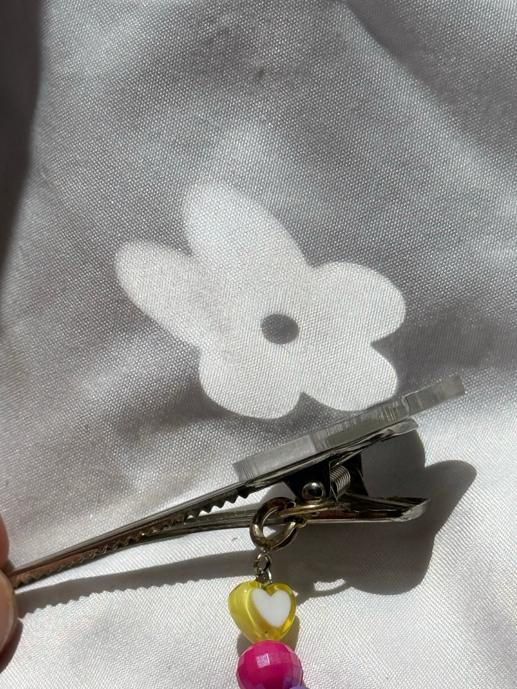 beaded metal flower clip