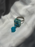 blue glitter resin charm ring
