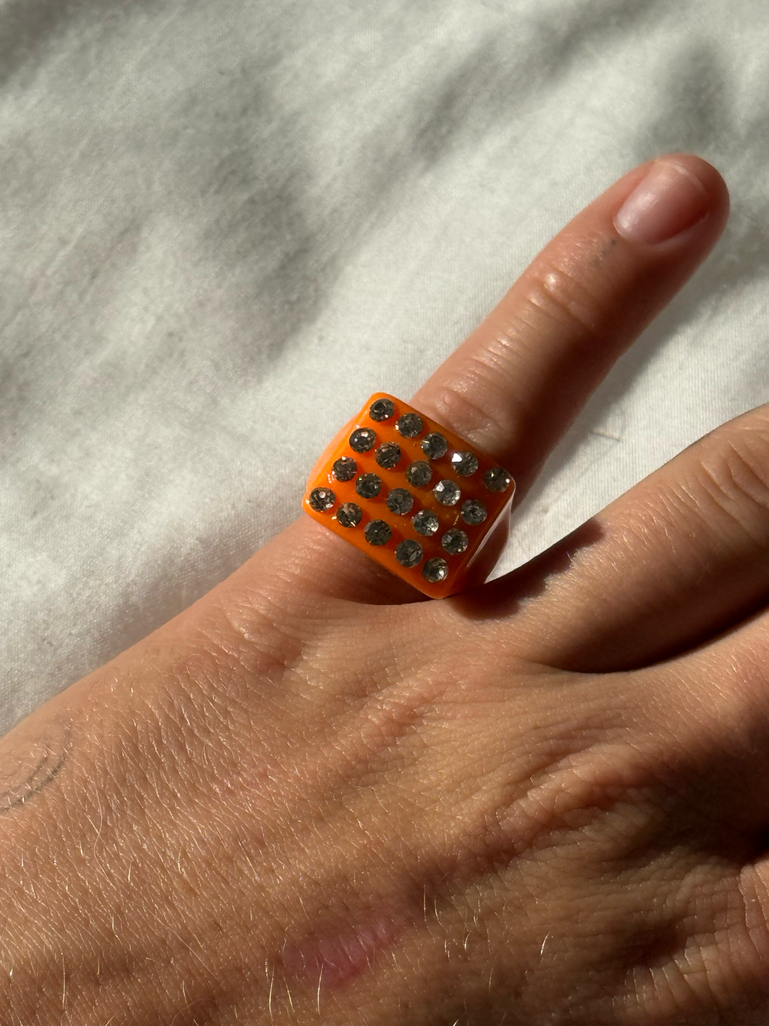 orange rhinestone ring