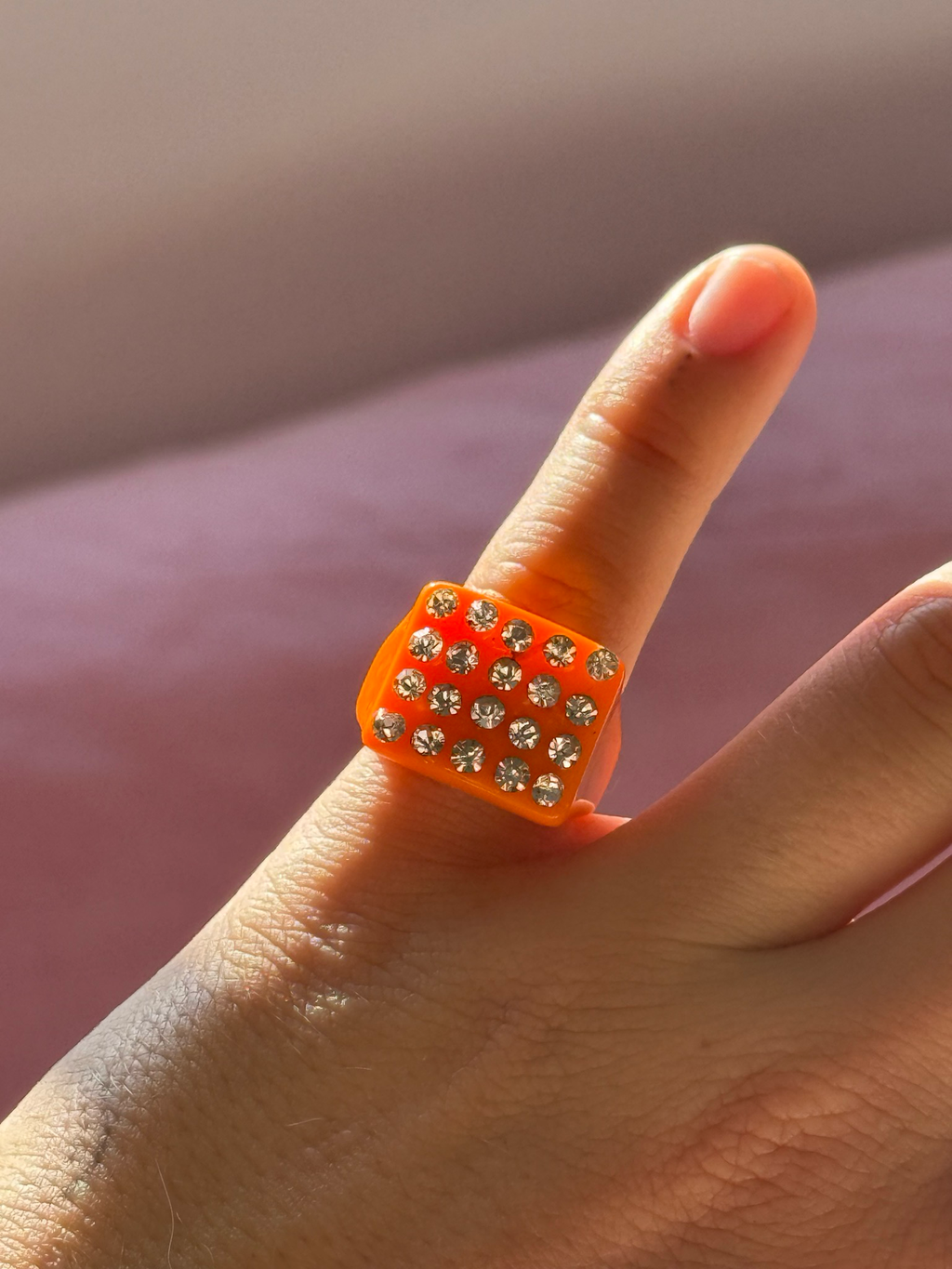 orange rhinestone ring