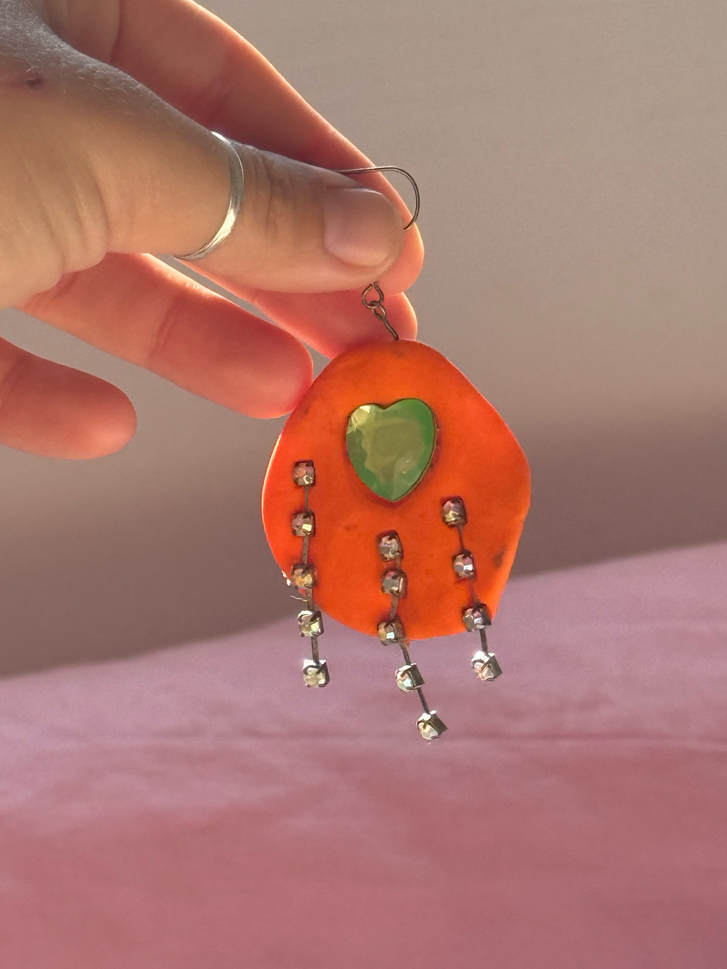 handmade rhinestone earring