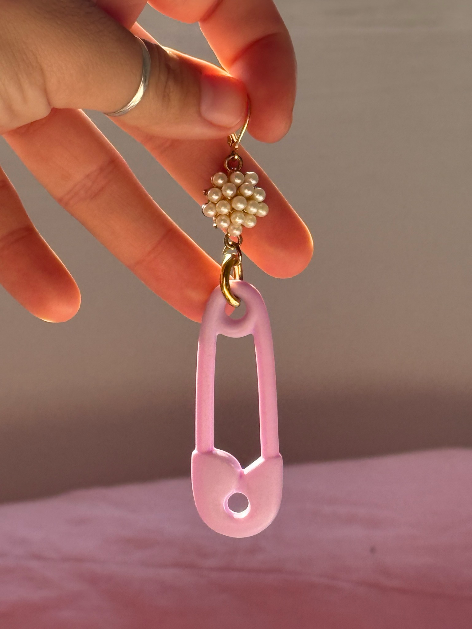 pearl safety pin earrings