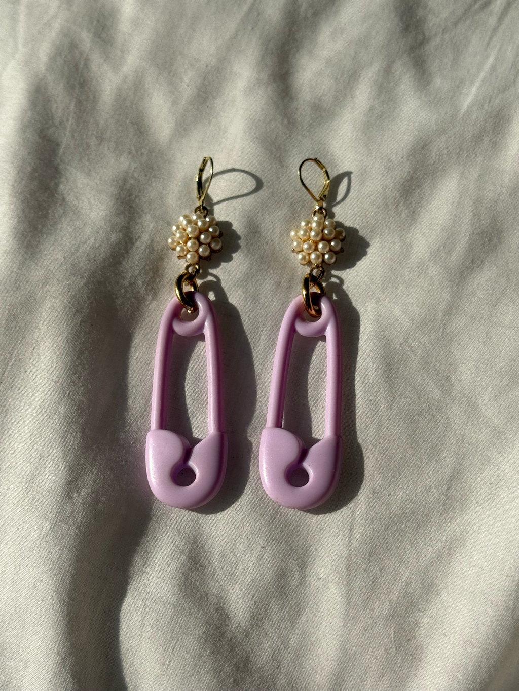 pearl safety pin earrings