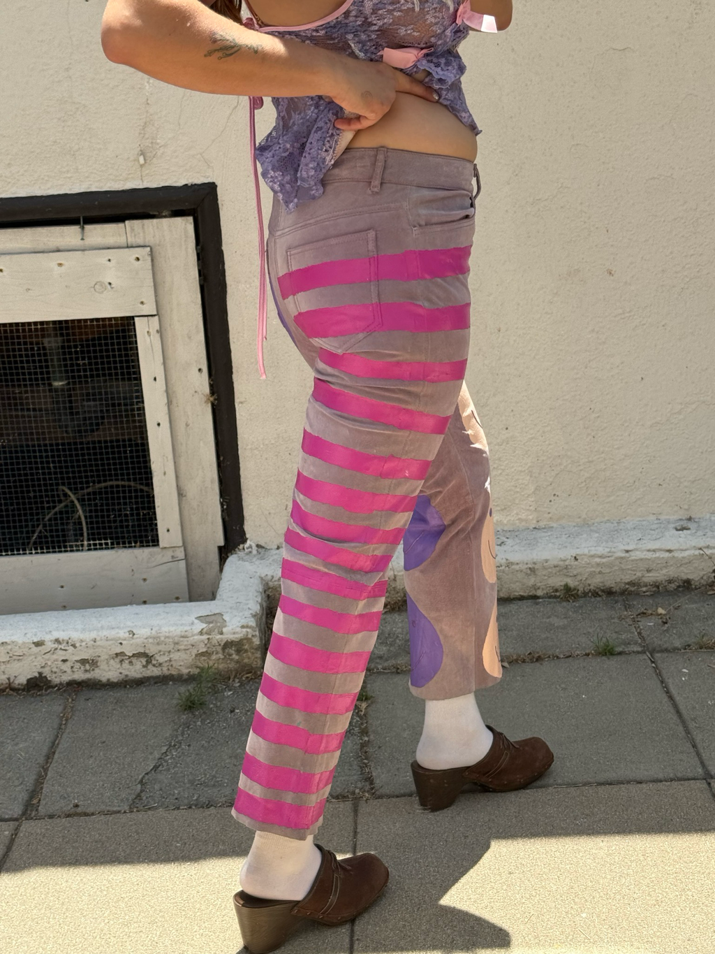 hand painted vintage suede pants