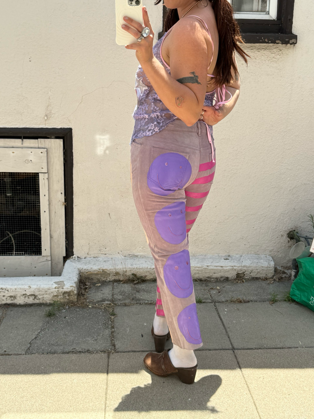 hand painted vintage suede pants