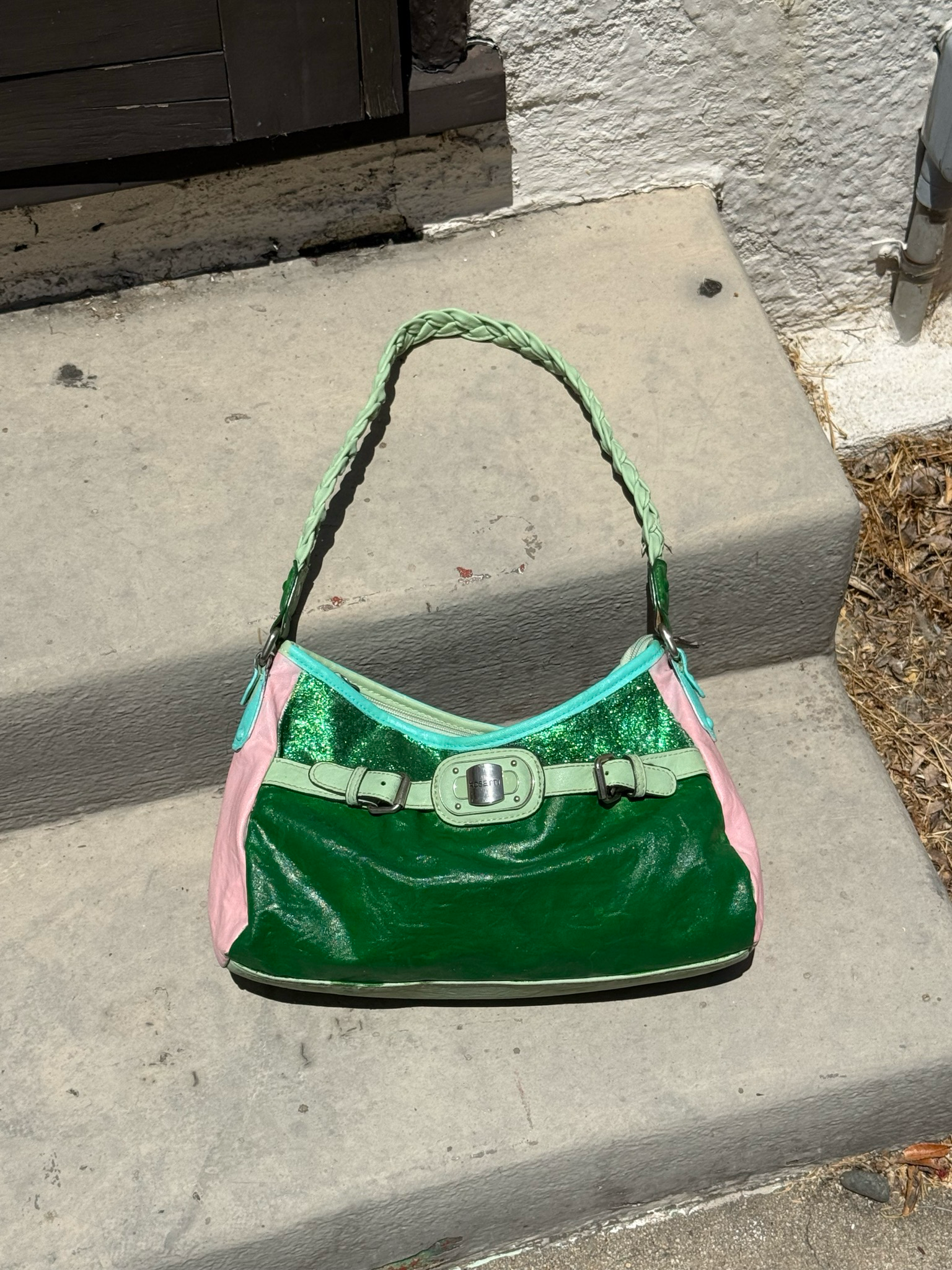 hand painted rosetti bag