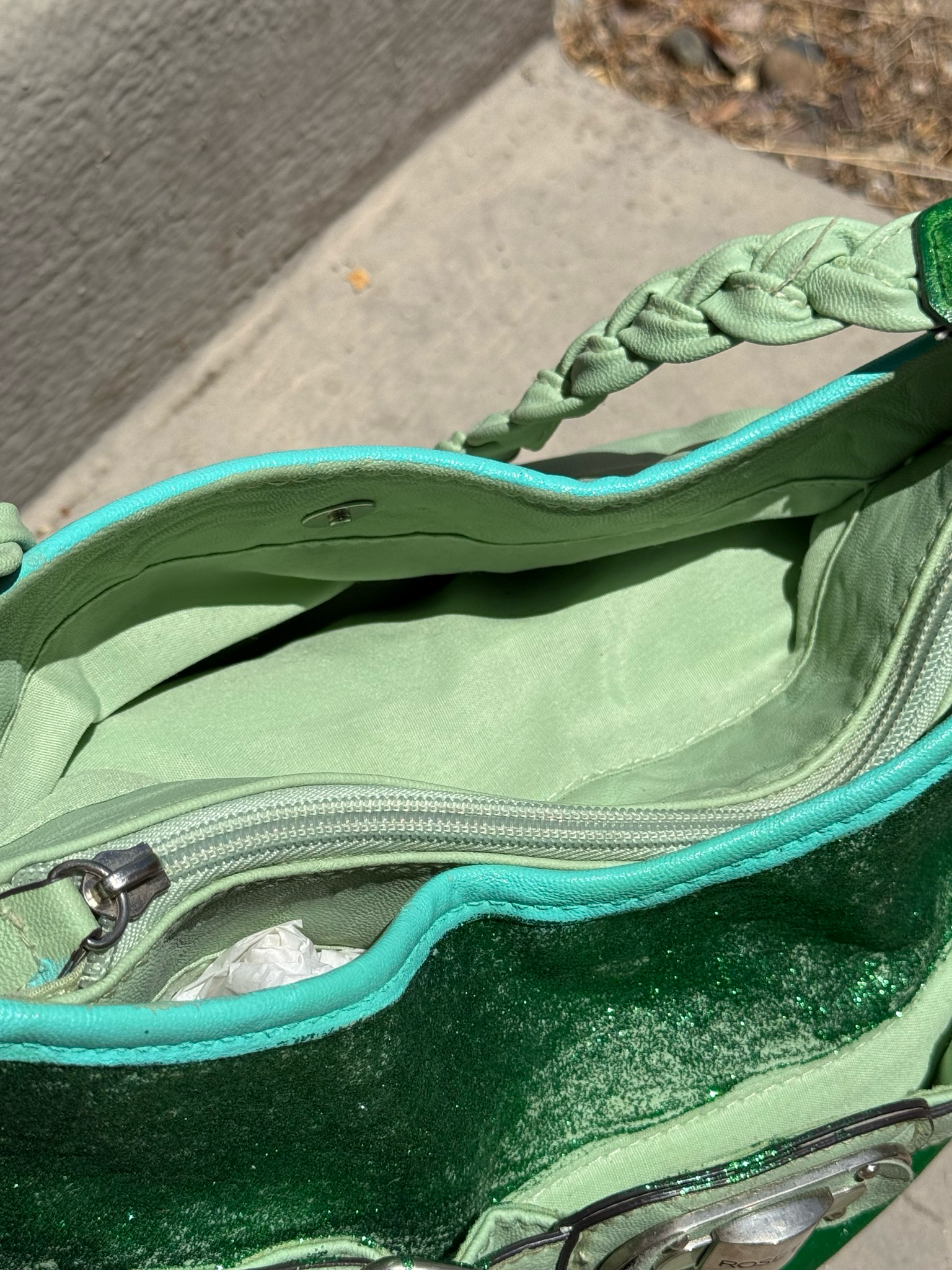 hand painted rosetti bag