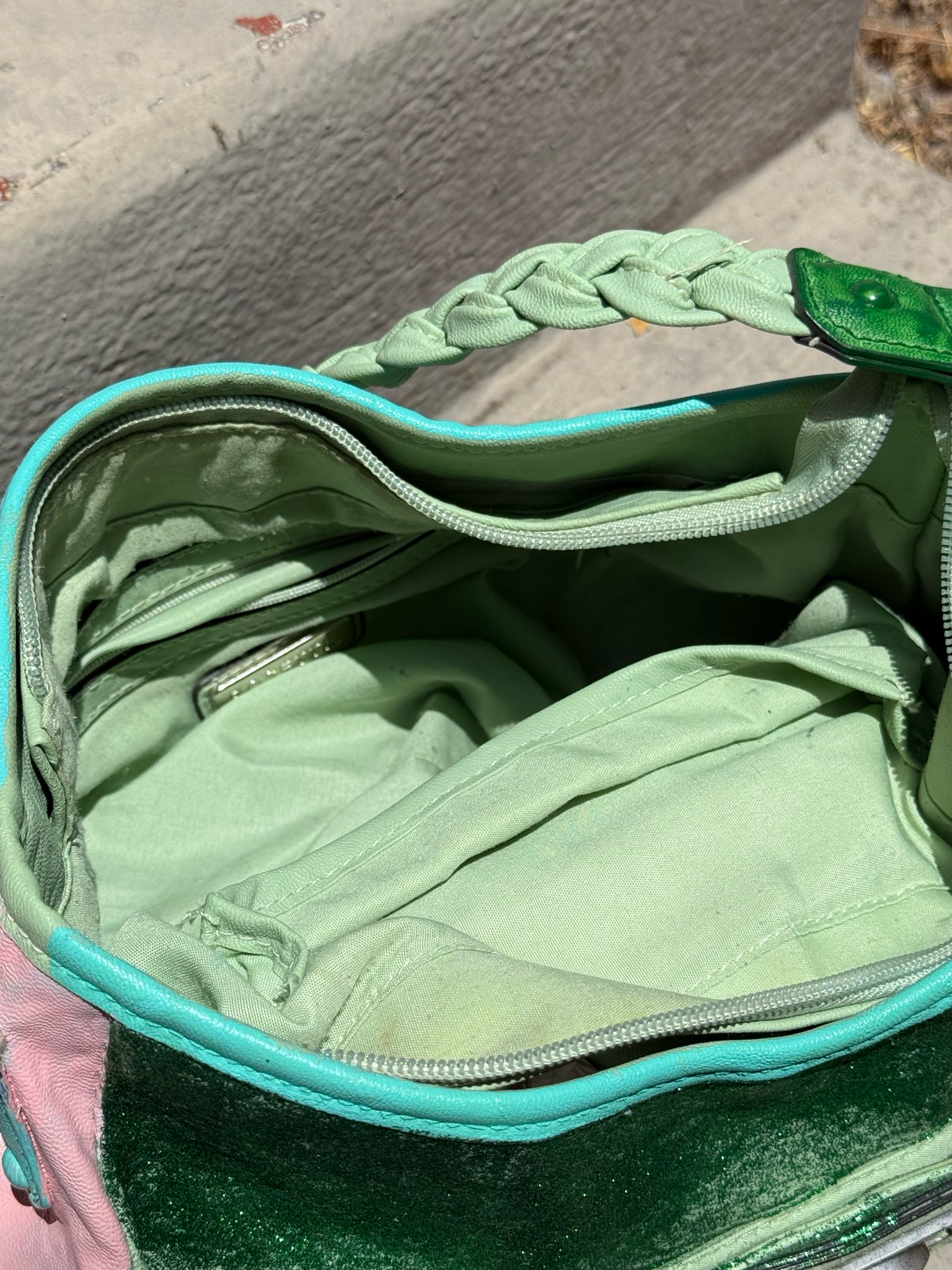 hand painted rosetti bag