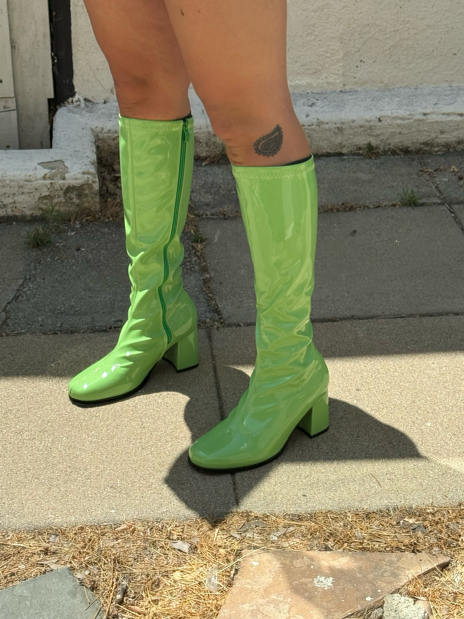 green gogo boots