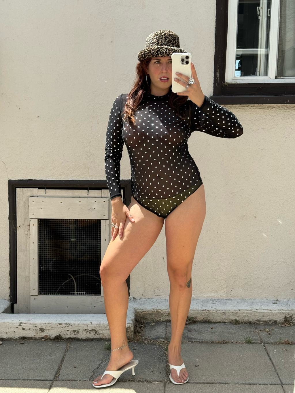 rhinestone parade mesh onesie