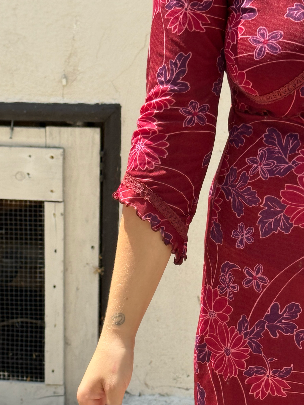 burgundy floral dress