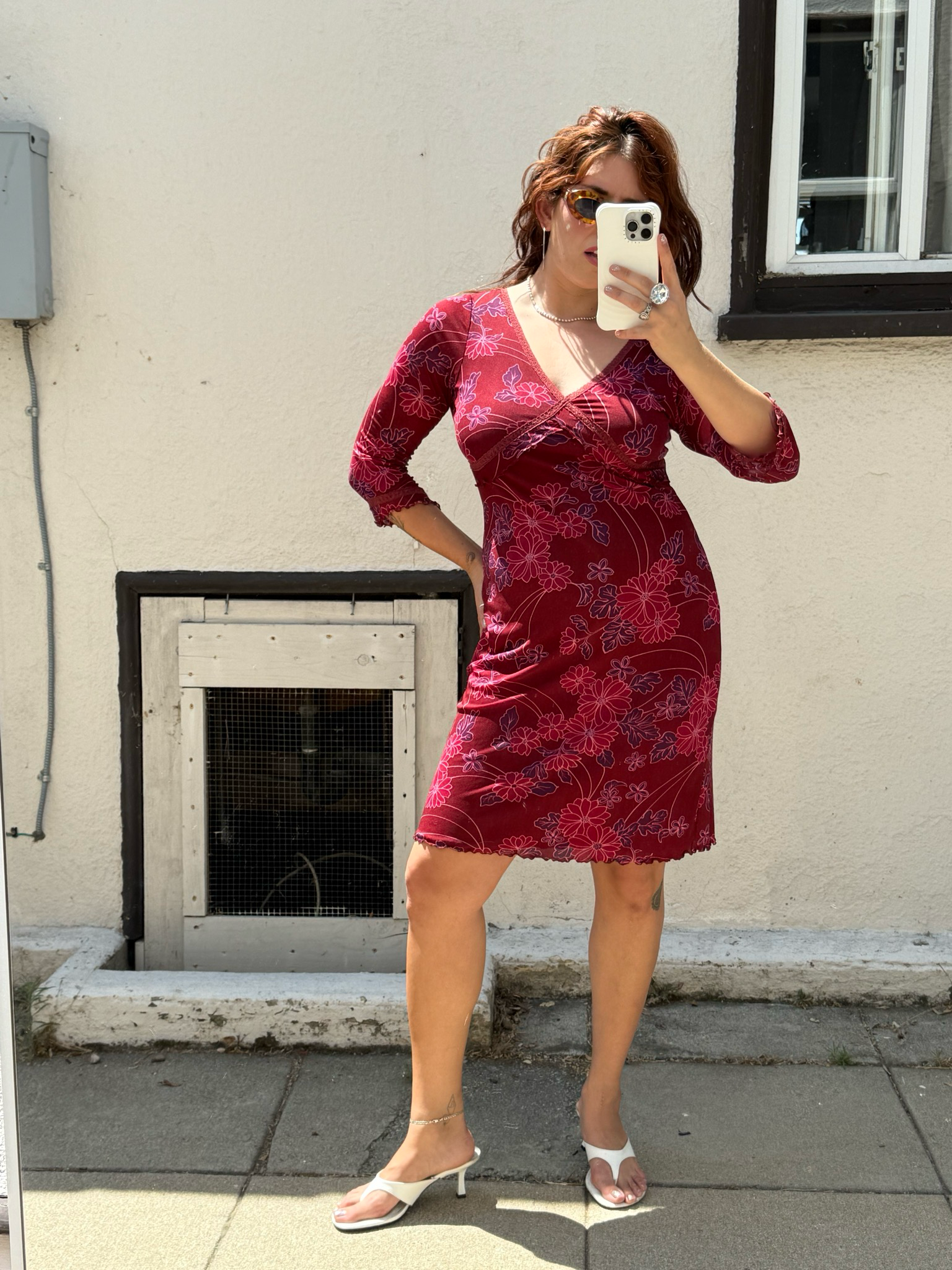burgundy floral dress