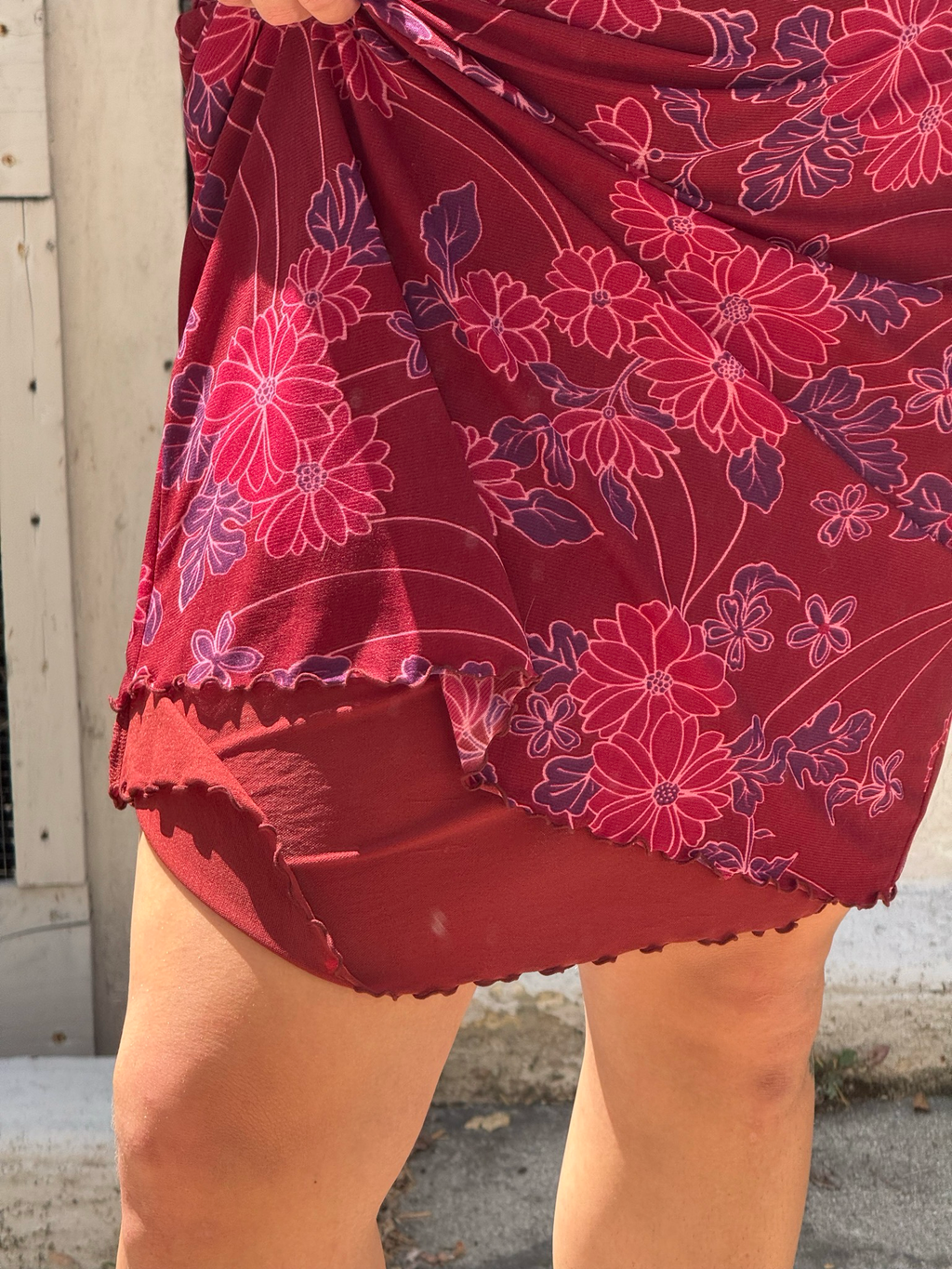 burgundy floral dress