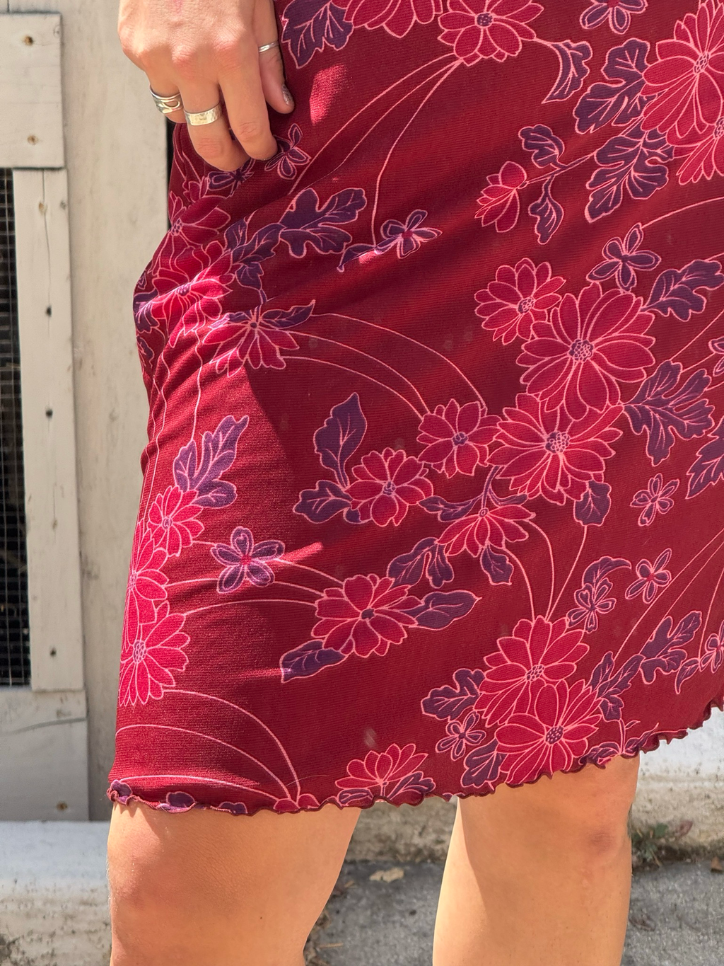 burgundy floral dress