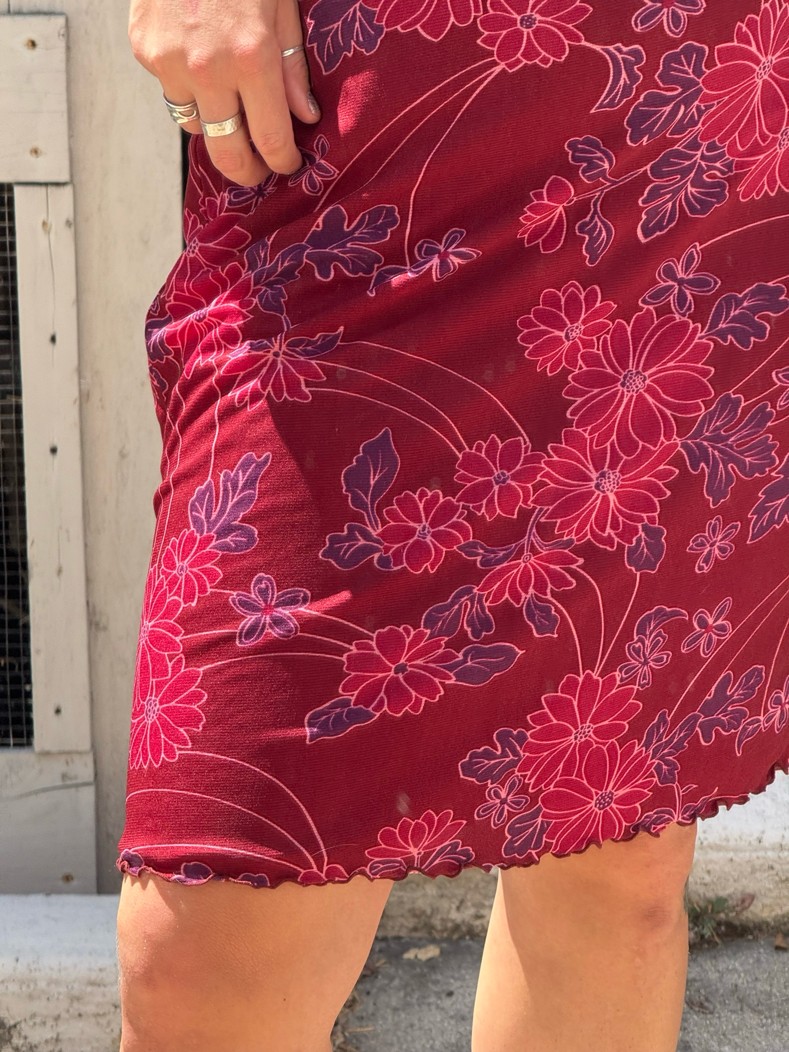 burgundy floral dress