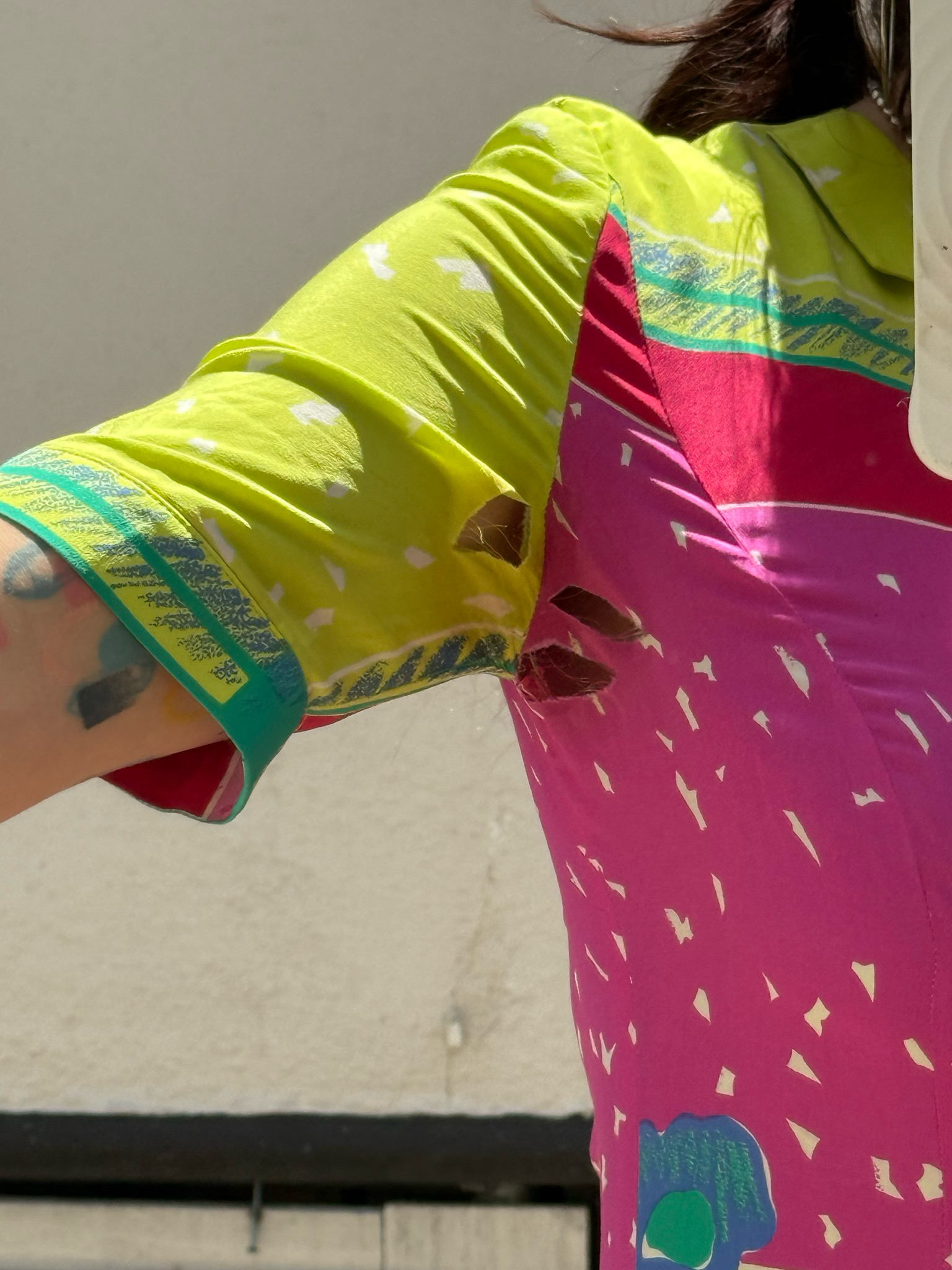 🎨 Louis Féraud vintage patchwork silk dress