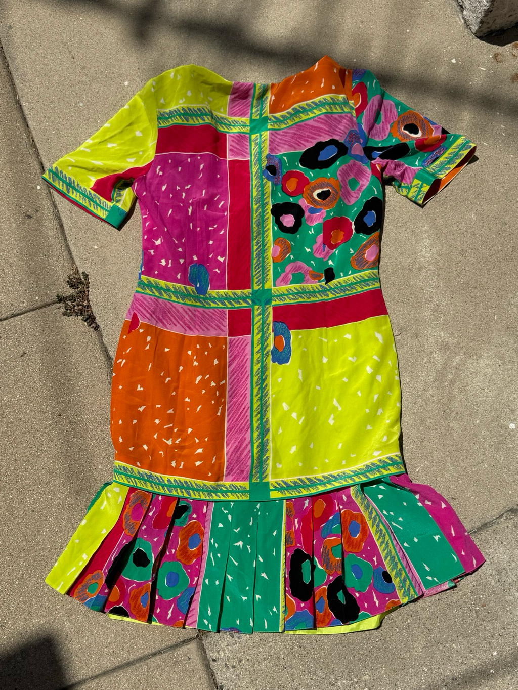 🎨 Louis Féraud vintage patchwork silk dress