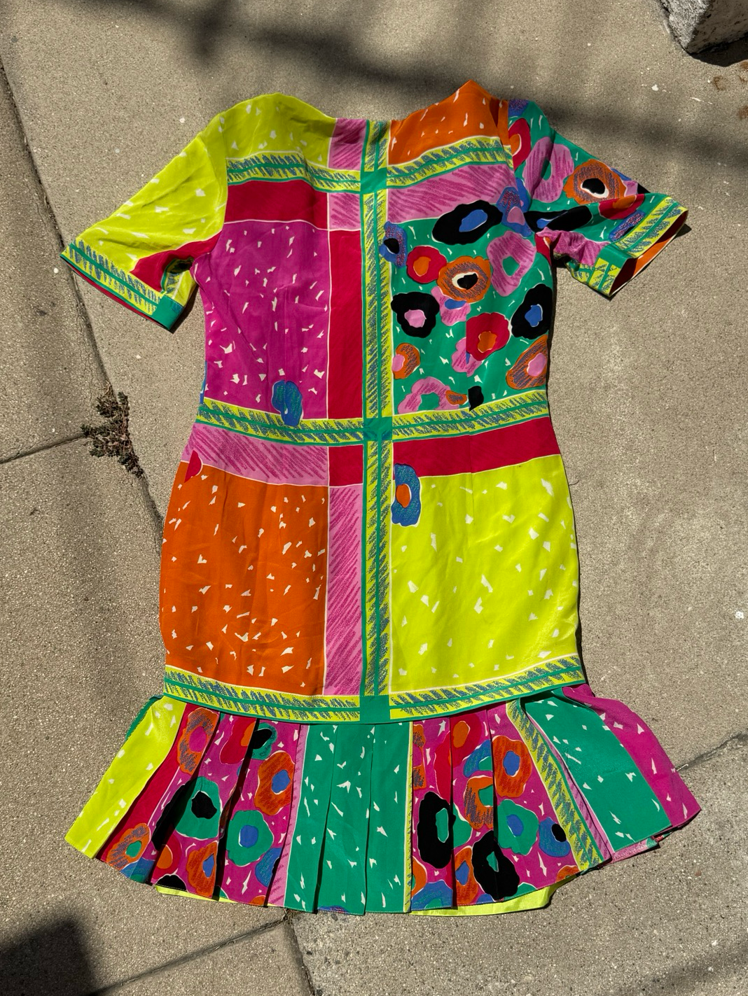 🎨 Louis Féraud vintage patchwork silk dress