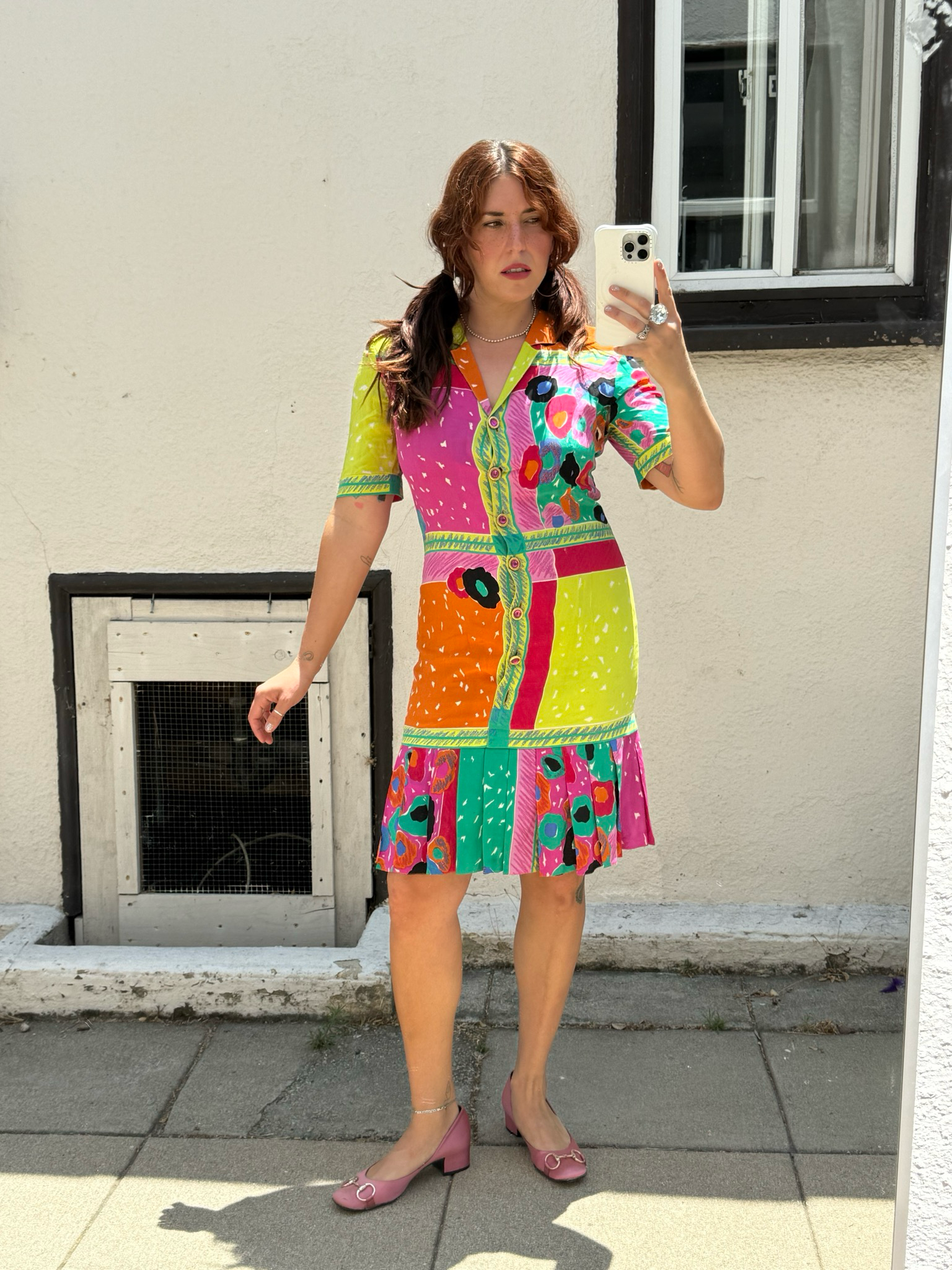 🎨 Louis Féraud vintage patchwork silk dress