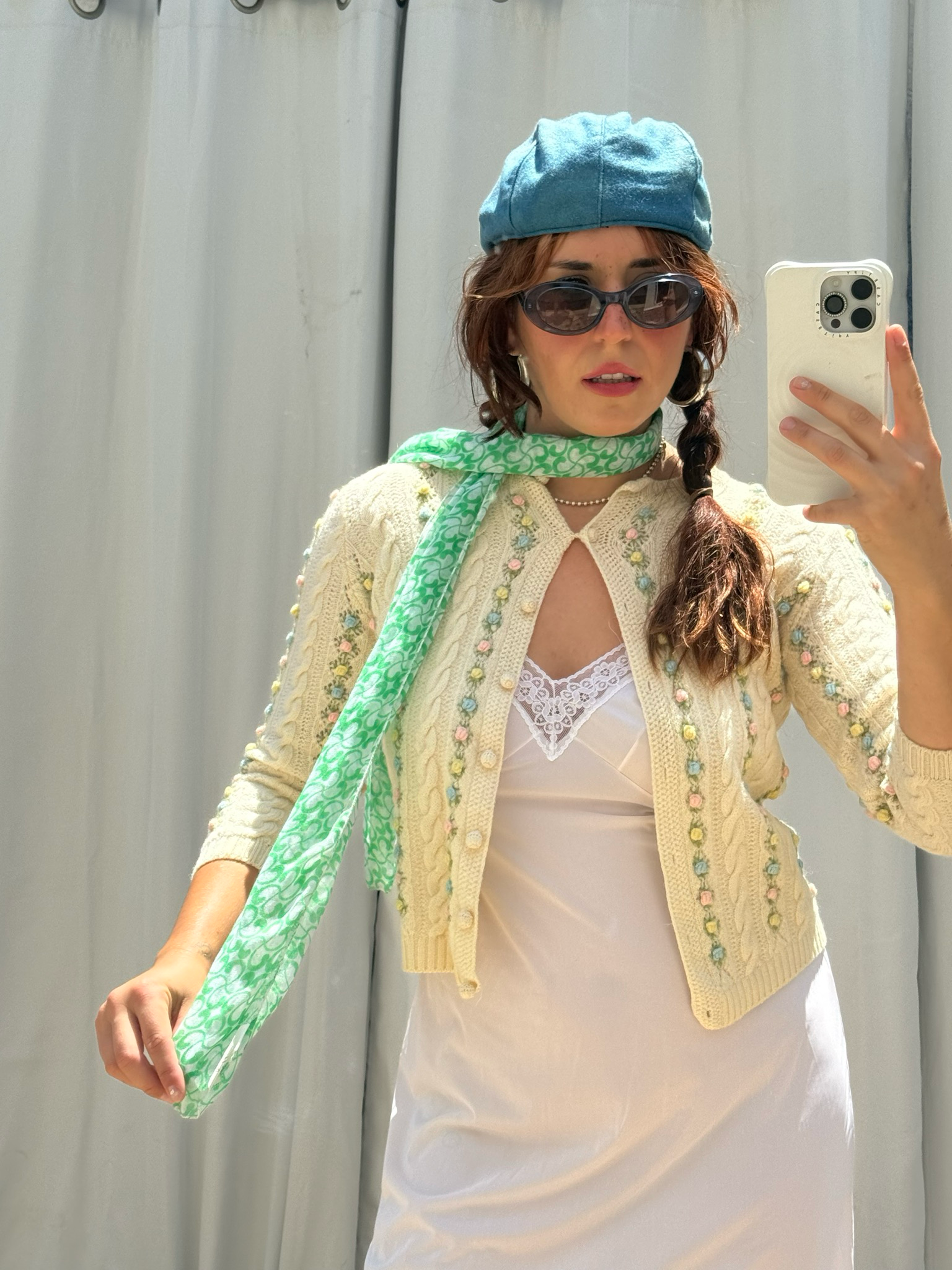 vintage lime green skinny scarf