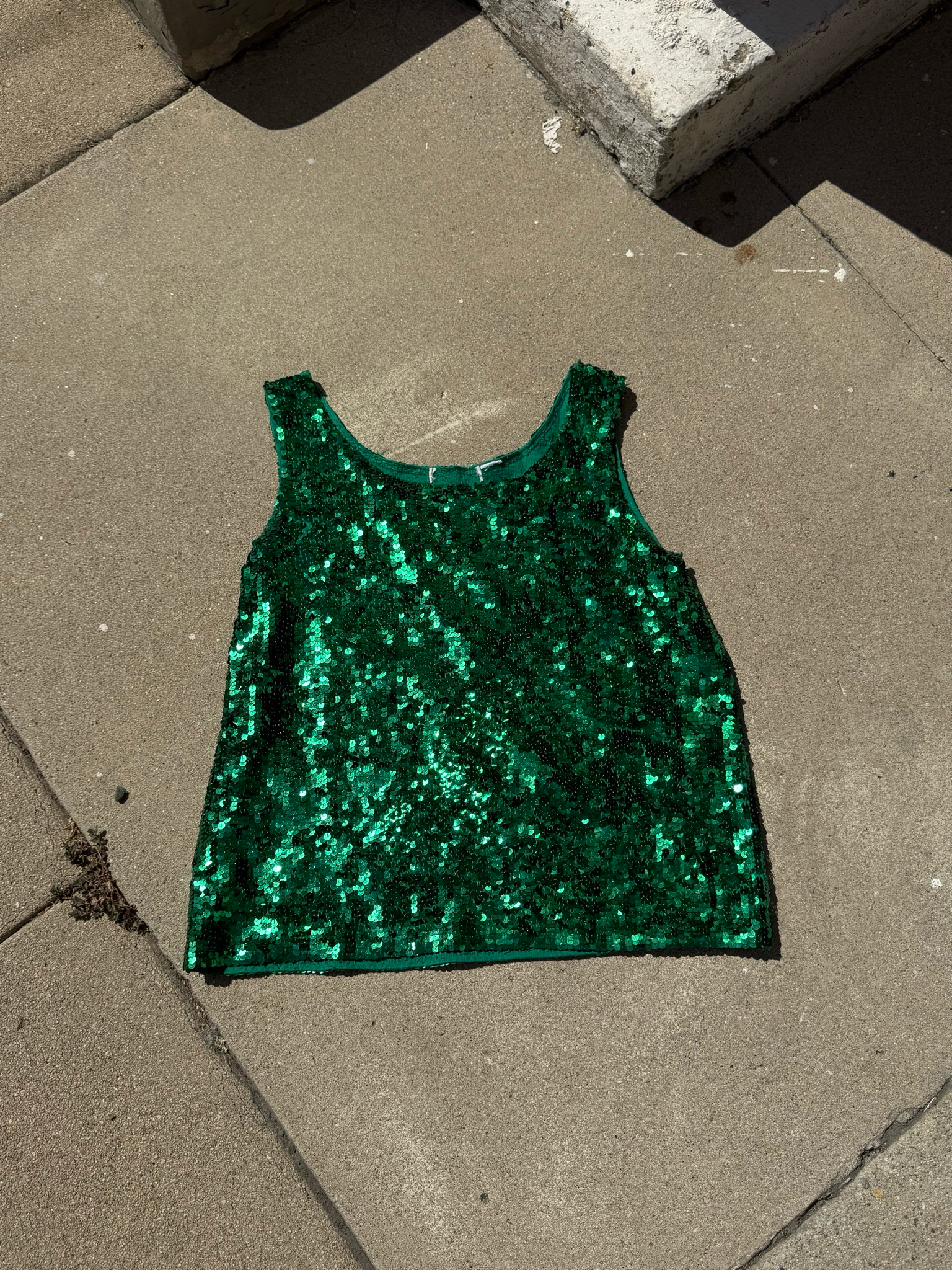 emerald green sequin tank