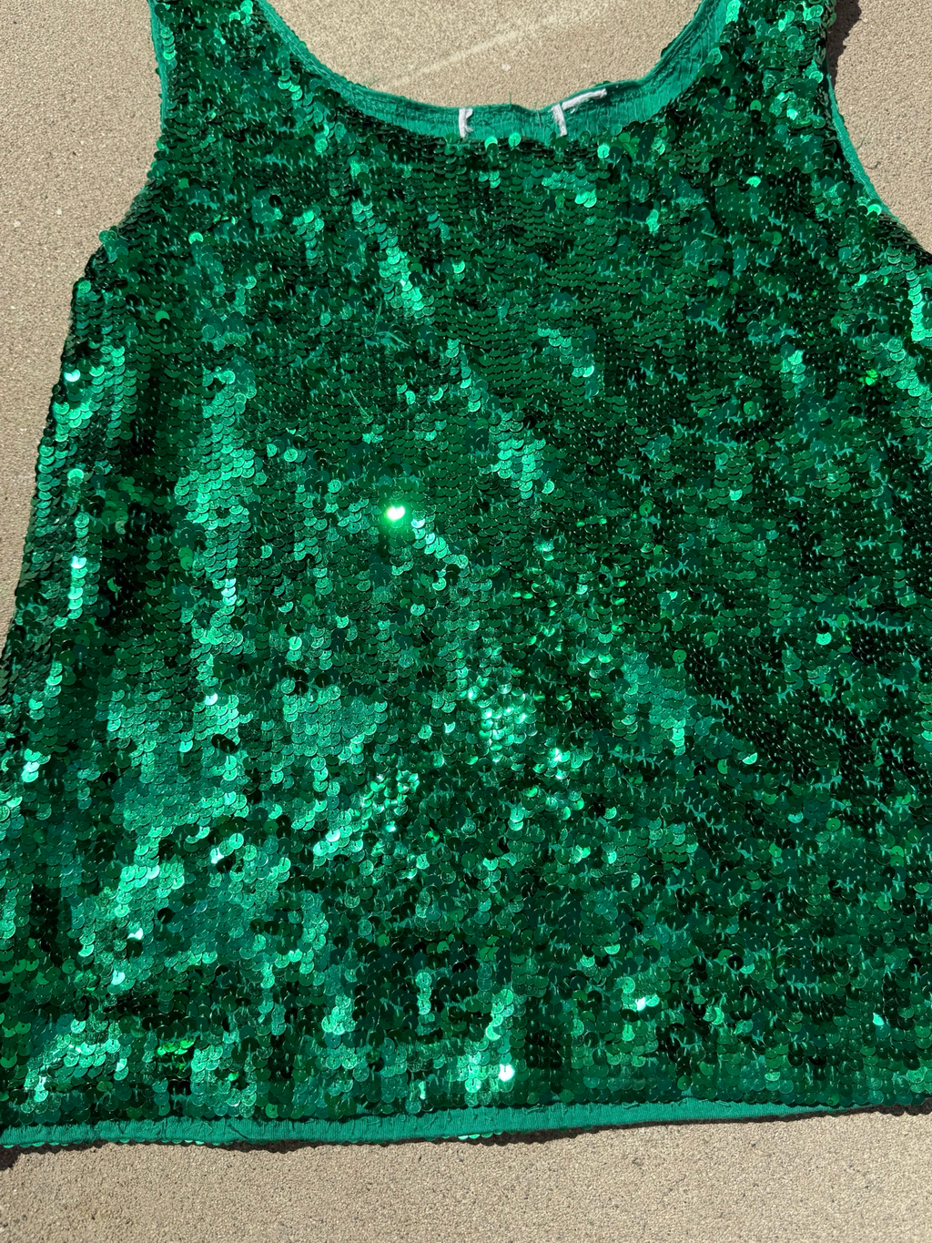 emerald green sequin tank