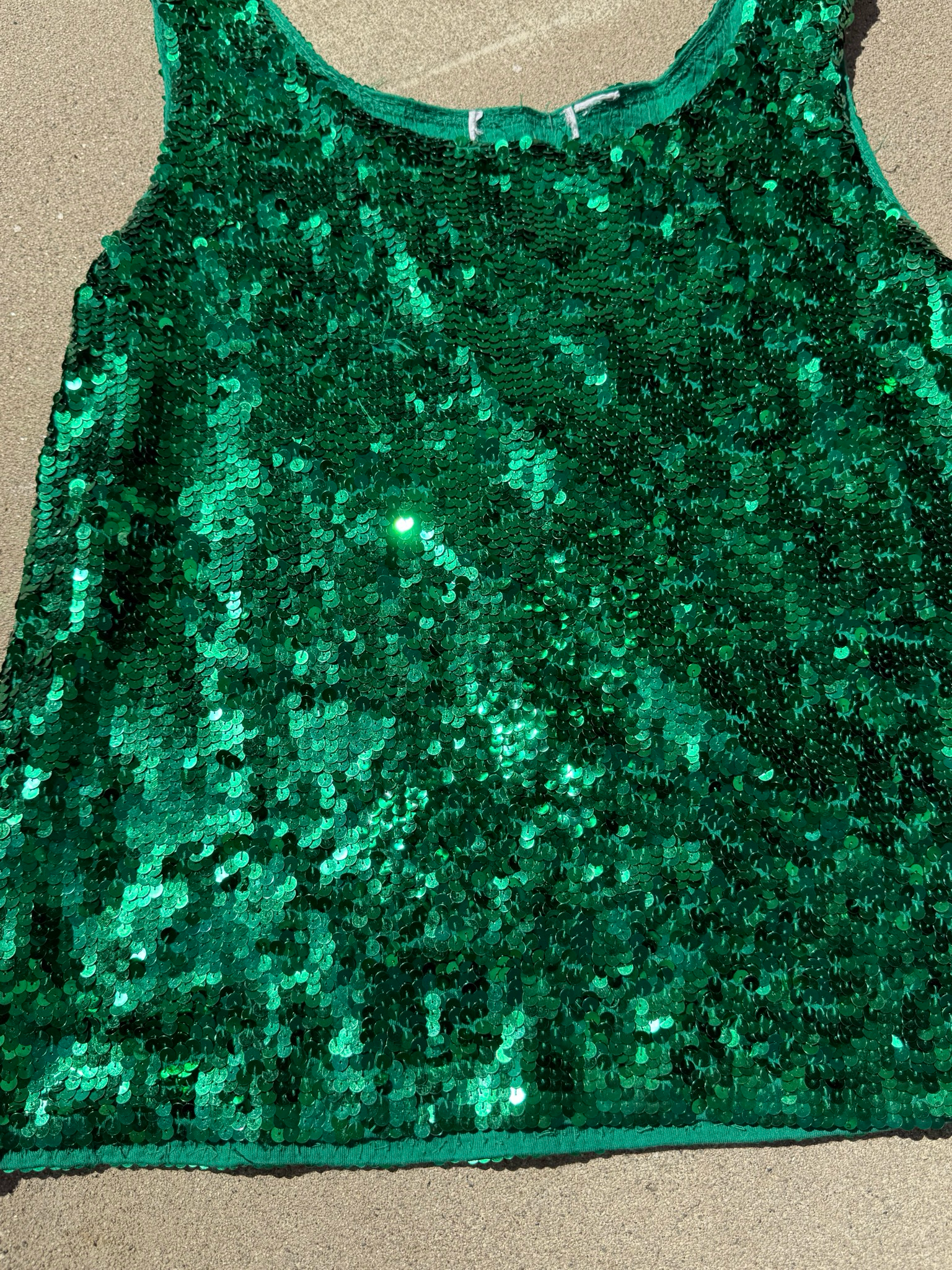 emerald green sequin tank
