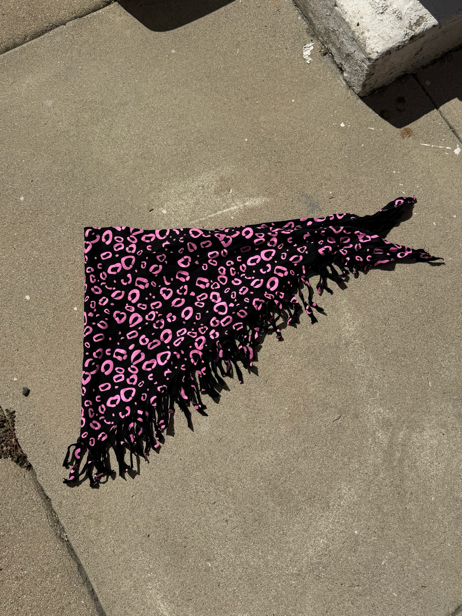 pink leopard fringe scarf top/ skirt