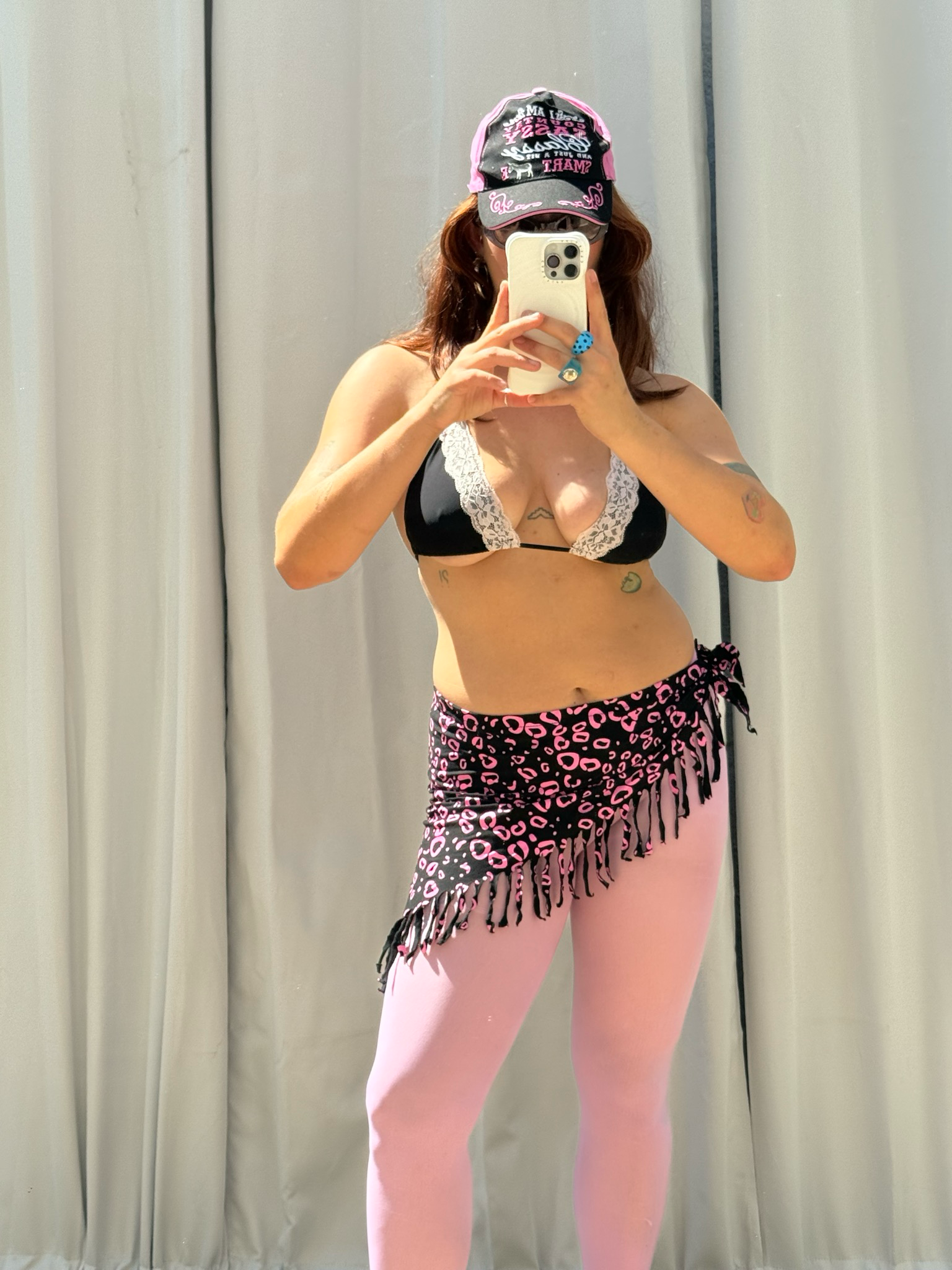 pink leopard fringe scarf top/ skirt