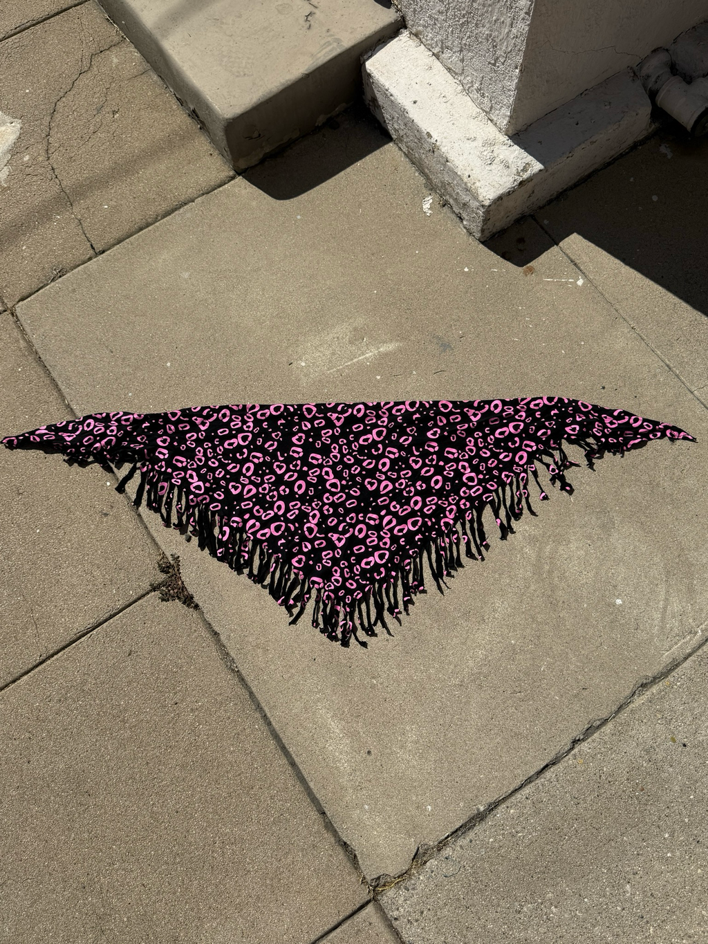 pink leopard fringe scarf top/ skirt