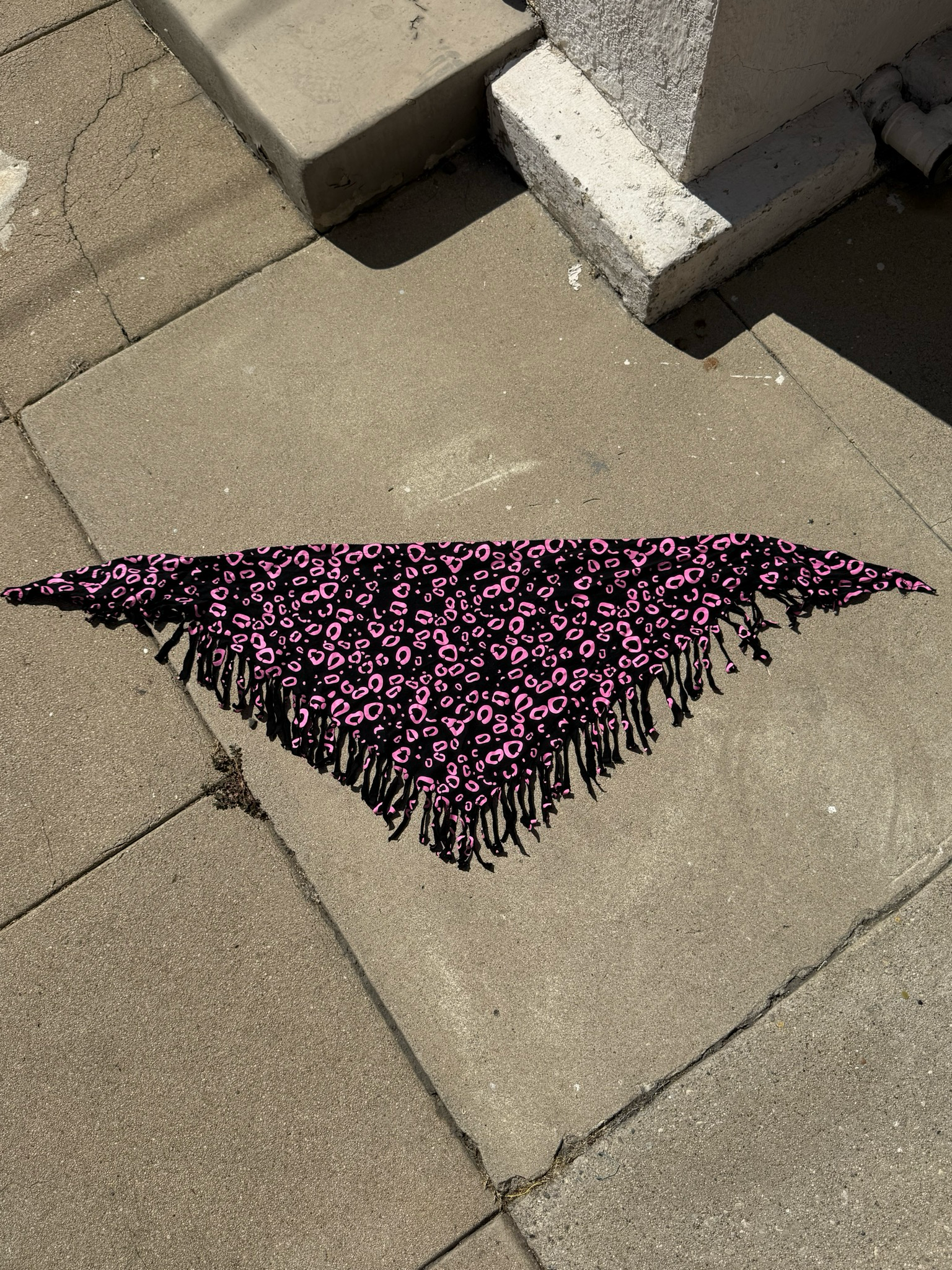 pink leopard fringe scarf top/ skirt