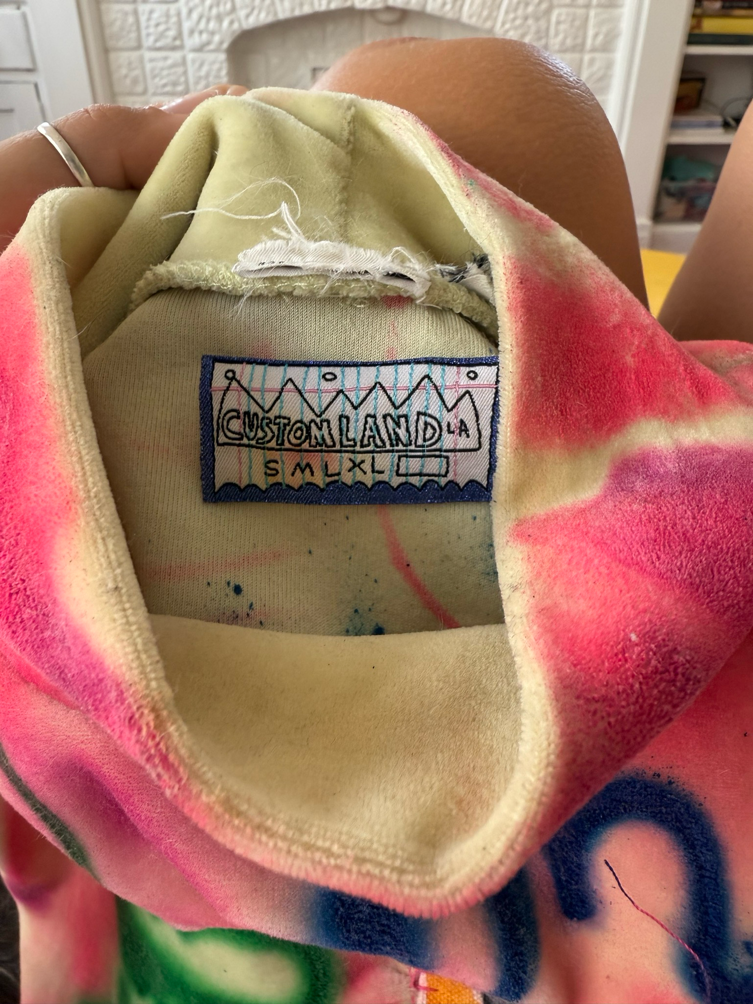 airbrush graffiti velvet mock neck