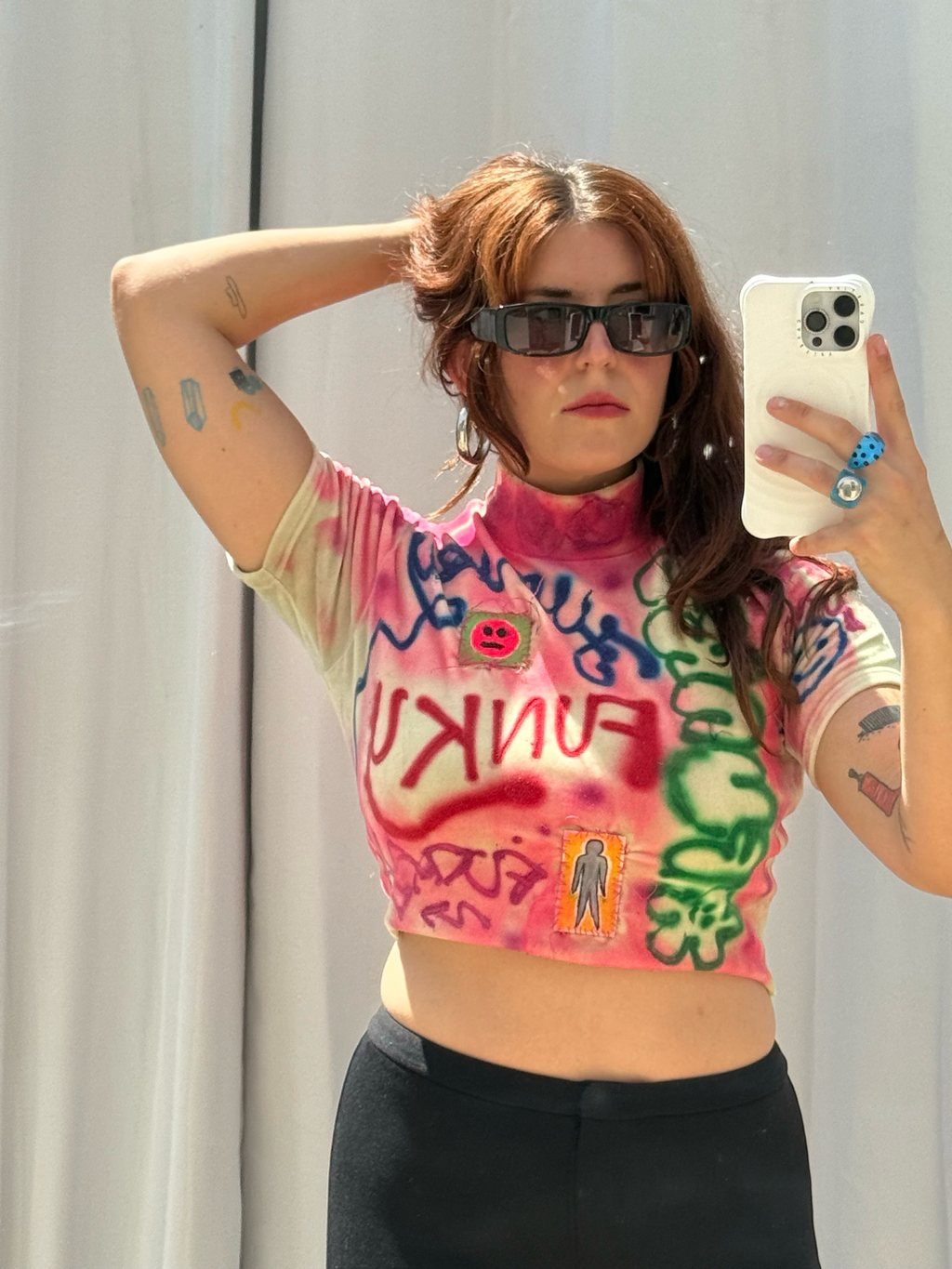 airbrush graffiti velvet mock neck