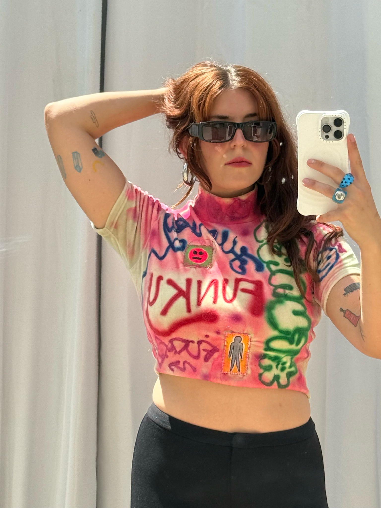 airbrush graffiti velvet mock neck