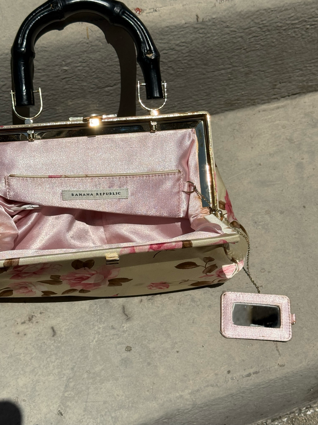 banana republic floral satin handbag