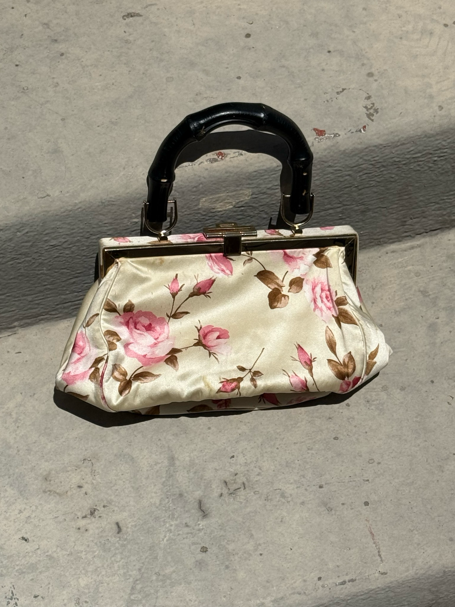 banana republic floral satin handbag